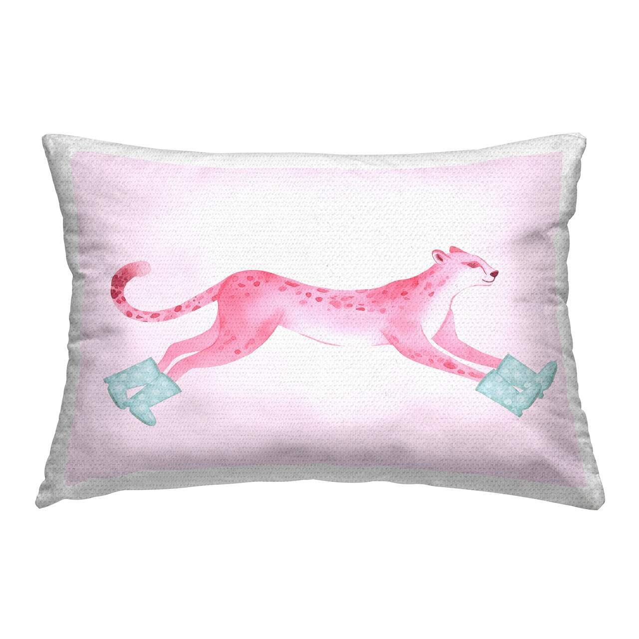 Running Leopard in Boots Outdoor Printed Pillow Design by Daphne Polselli, 14 x 7 x 20